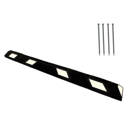 Traffic Kontrol Wheel Stop Parking Block, Rubber, 4" Inch Height, 72" Inch Length, 28 lbs, White TK-PS-6-BKWH-KIT